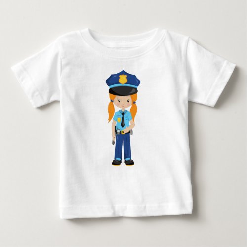 Police Girl Police Officer Cop Orange Hair Baby T_Shirt