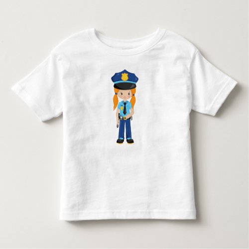 Police Girl Police Officer Cop Orange Hair Toddler T_shirt