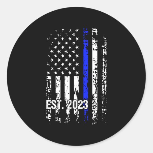 Police Graduation 2023 Flag Usa Police Academy 202 Classic Round Sticker