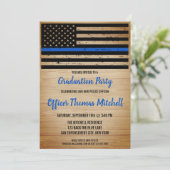 Police Graduation American Flag Thin Blue Line Invitation (Standing Front)