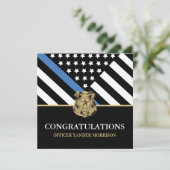 Police Graduation Blue Line Flag Congratulations Card (Standing Front)