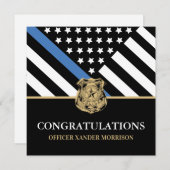 Police Graduation Blue Line Flag Congratulations Card (Front/Back)