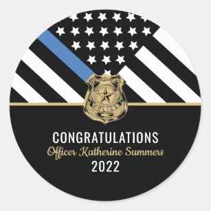 Police Graduation Blue Line Flag Congratulations Classic Round Sticker