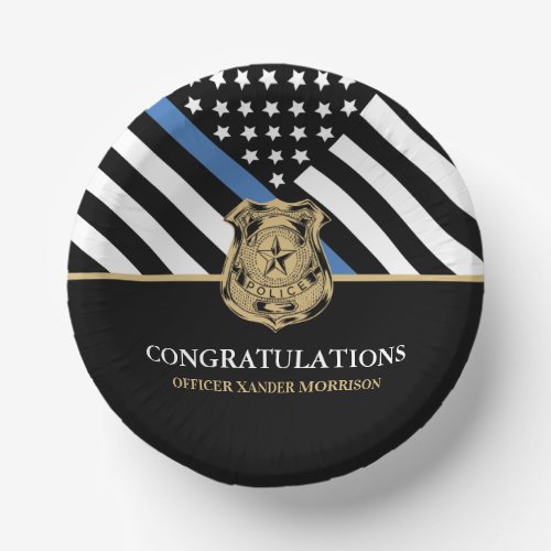 Police Graduation Blue Line Flag Congratulations Paper Bowls