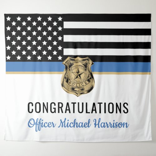 Police Graduation Blue Line Flag Congratulations Tapestry