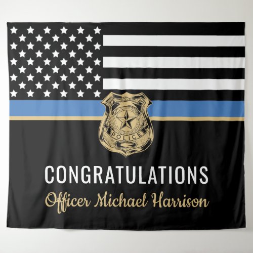 Police Graduation Blue Line Flag Congratulations Tapestry