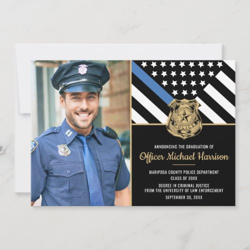 Police Graduation Blue Line Flag Law Enforcement