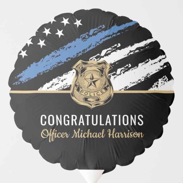 Police Graduation Blue Line Flag Law Enforcement Balloon (Front)