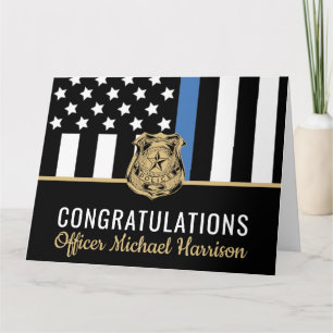 Police Graduation Blue Line Flag Law Enforcement Card