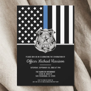 Police Graduation Blue Line Flag Law Enforcement Invitation