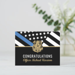 Police Graduation Blue Line Flag Law Enforcement Invitation Postcard ...