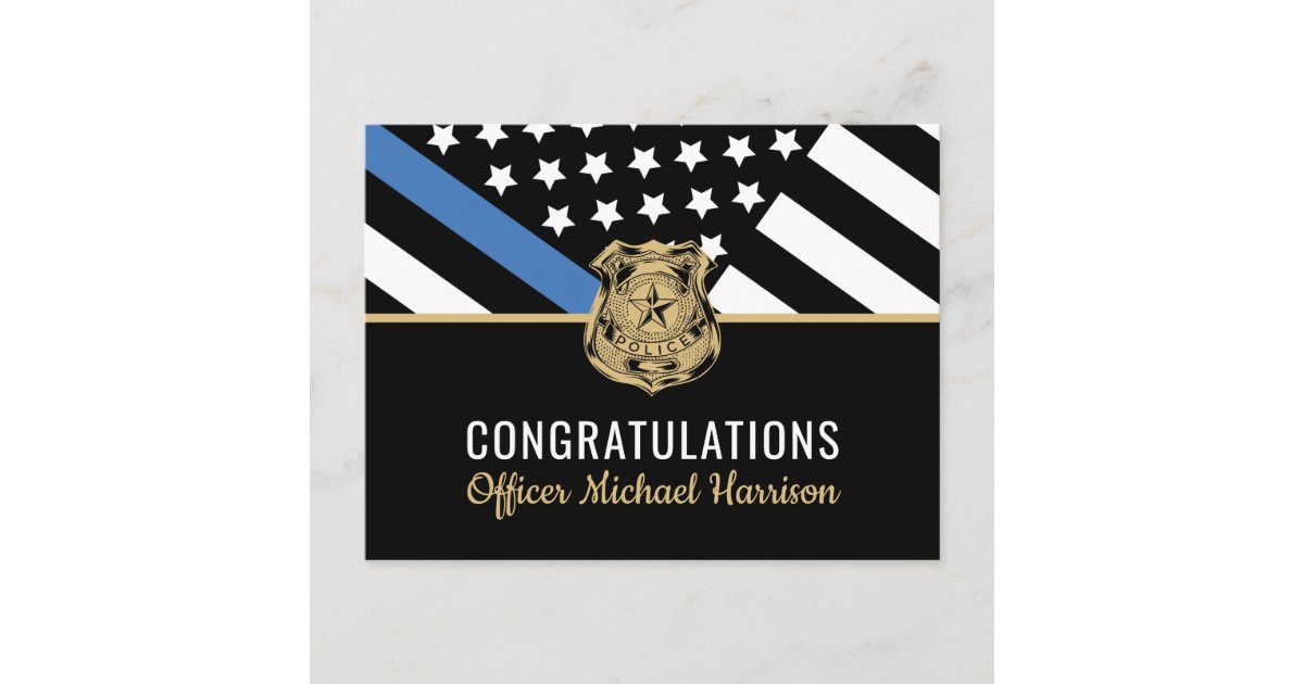 Police Graduation Blue Line Flag Law Enforcement Invitation Postcard ...