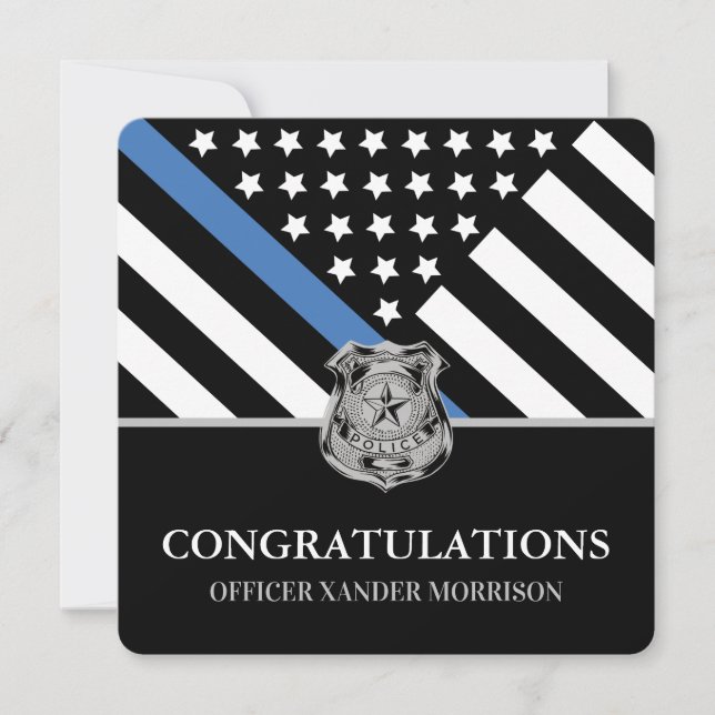 Police Graduation Blue Line Law Enforcement Card (Front)