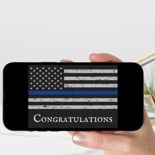 Police Graduation Congratulations Thin Blue Line Card (Front Digital)