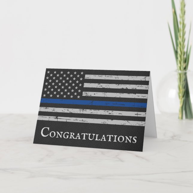 Police Graduation Congratulations Thin Blue Line Card (Front)