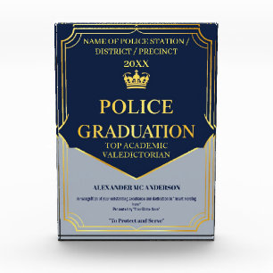 Police graduation grad award blue gold precinct