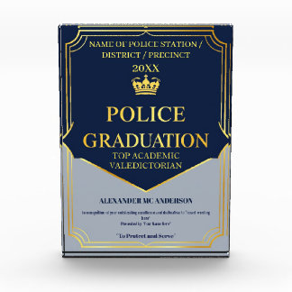 Police graduation grad award blue gold precinct