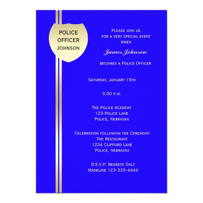 Police Graduation Invitations   Police Badge