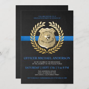 Police Graduation Invitations | Police Badge | Zazzle