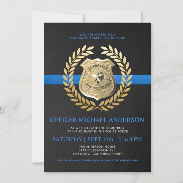 Police Graduation Invitations | Police Badge (Front)