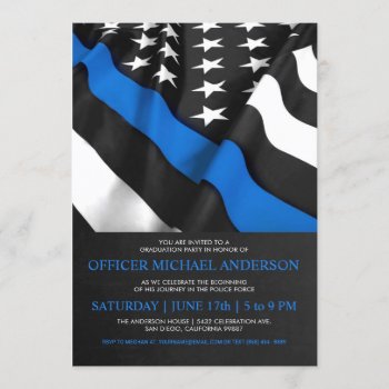 Police Graduation Invitations | Usa Flag by Anything_Goes at Zazzle