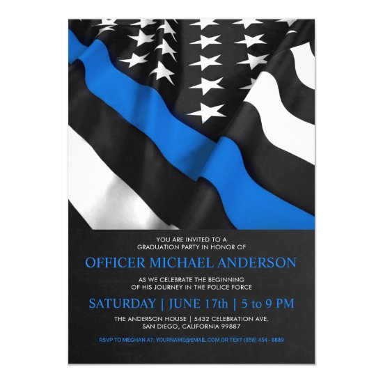 Police Graduation Invitations | USA Flag