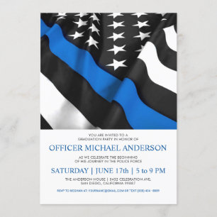Police Graduation Invitations USA Flag