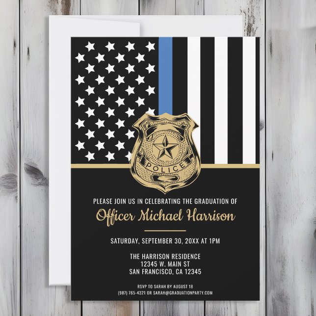 Police Graduation Law Enforcement Academy Invitation (Perfect invitation to invite guests to celebrate the new police academy graduate in law enforcement!)