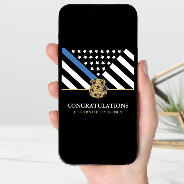 Police Graduation Law Enforcement Officer Flag  Card (Front Digital)