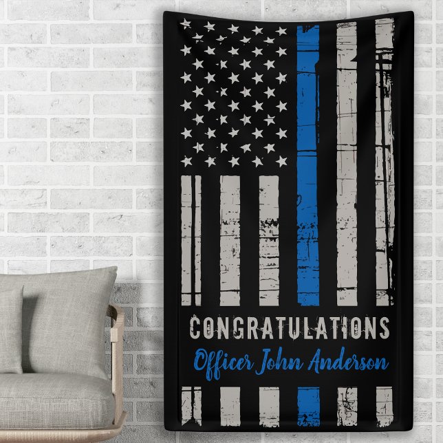 Police Graduation Law Enforcement Thin Blue Line Banner (Creator Uploaded)
