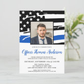 Police Graduation Officer Photo Thin Blue Line  Invitation (Standing Front)