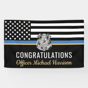 Police Graduation Party Blue Line Law Enforcement Banner