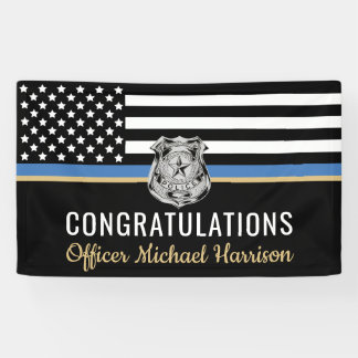 Police Graduation Party Blue Line Law Enforcement Banner