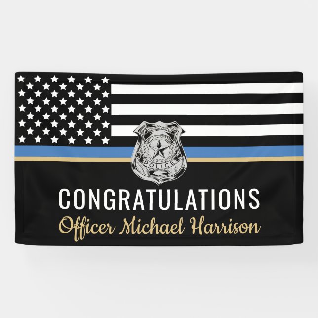 Police Graduation Party Blue Line Law Enforcement Banner (Horizontal)