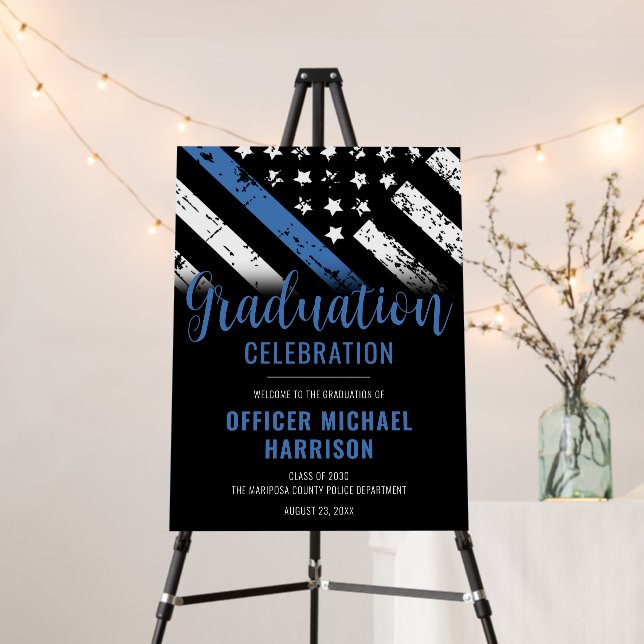Police Graduation Party Blue Line Law Enforcement Foam Board (In Situ (Stand))