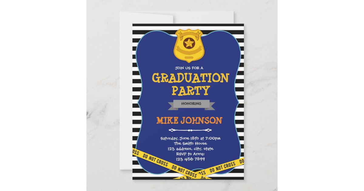 Police graduation party invitation Zazzle