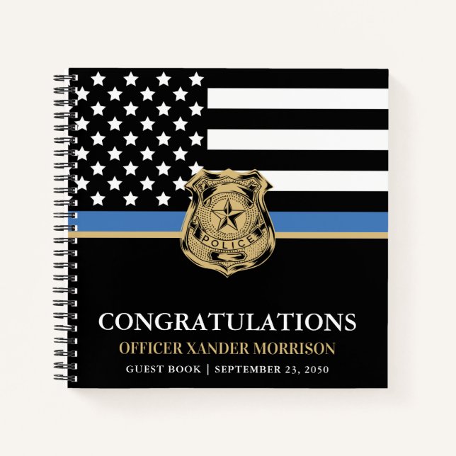 Police Graduation Party Law Enforcement Guest Notebook (Front)