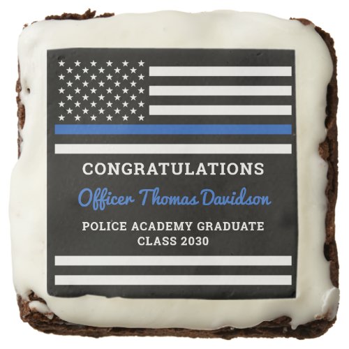 Police Graduation Party Modern Thin Blue Line Flag Brownie