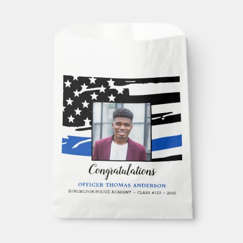 Police Graduation Party Photo Thin Blue Line Favor Bag