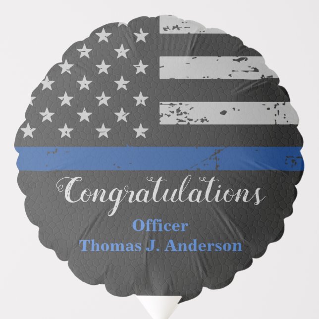 Police Graduation Party Thin Blue Line Flag Balloon (Front)