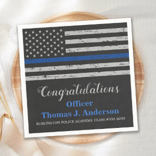 Police Graduation Party Thin Blue Line Flag Napkin