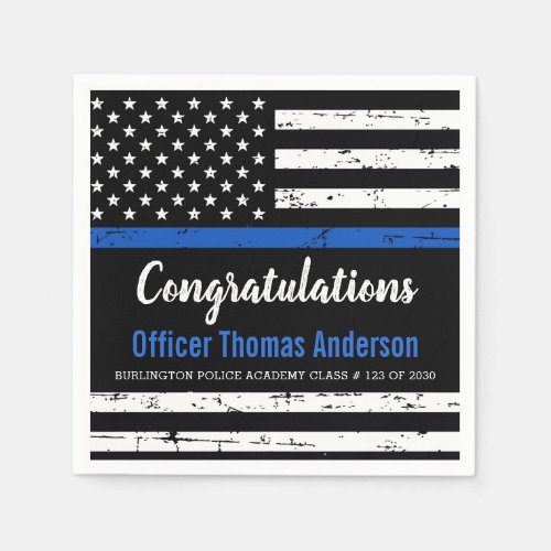 Police Graduation Party Thin Blue Line Flag Napkins