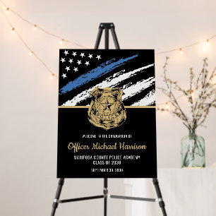 Police Graduation Party Thin Blue Line Welcome Foam Board