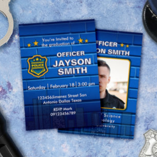 Police Graduation Party with Photo Invitation