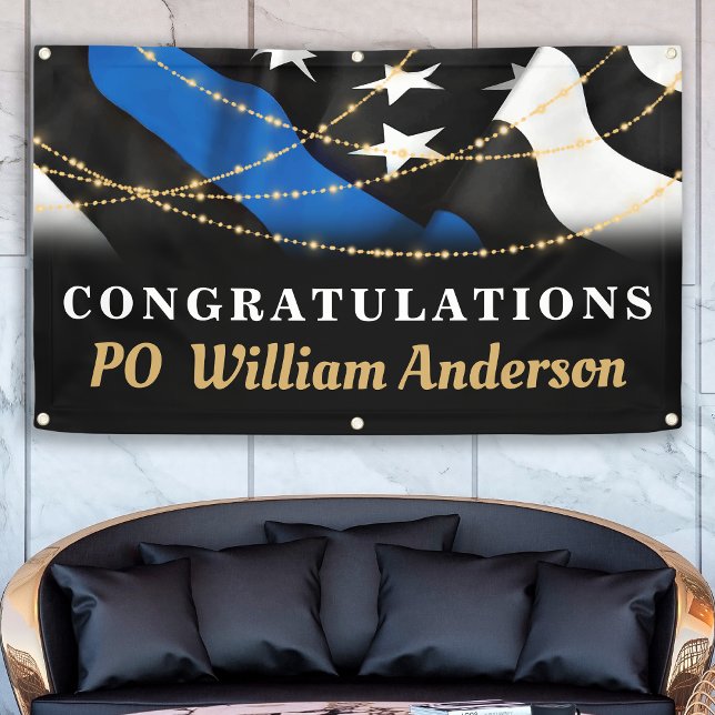 Police Graduation Personalize Thin Blue Line Party Banner (Creator Uploaded)