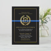 Police Graduation | Retirement Themed Monogram Invitation (Standing Front)