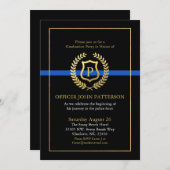 Police Graduation | Retirement Themed Monogram Invitation (Front/Back)