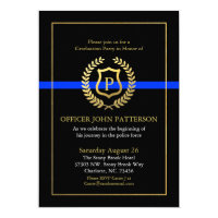 Police Graduation | Retirement Themed Monogram Invitation