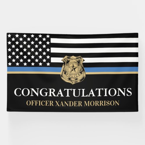 Police Graduation Thin Blue Line Congratulations Banner