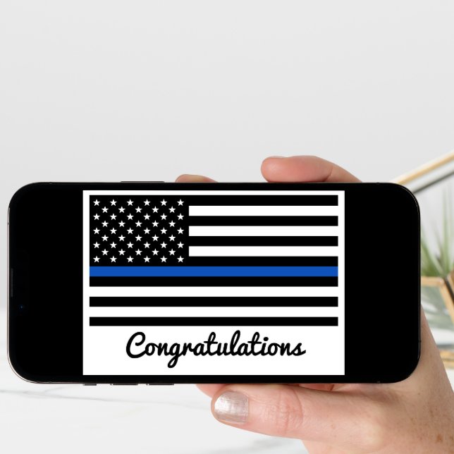 Police Graduation Thin Blue Line Congratulations Card (Front Digital)